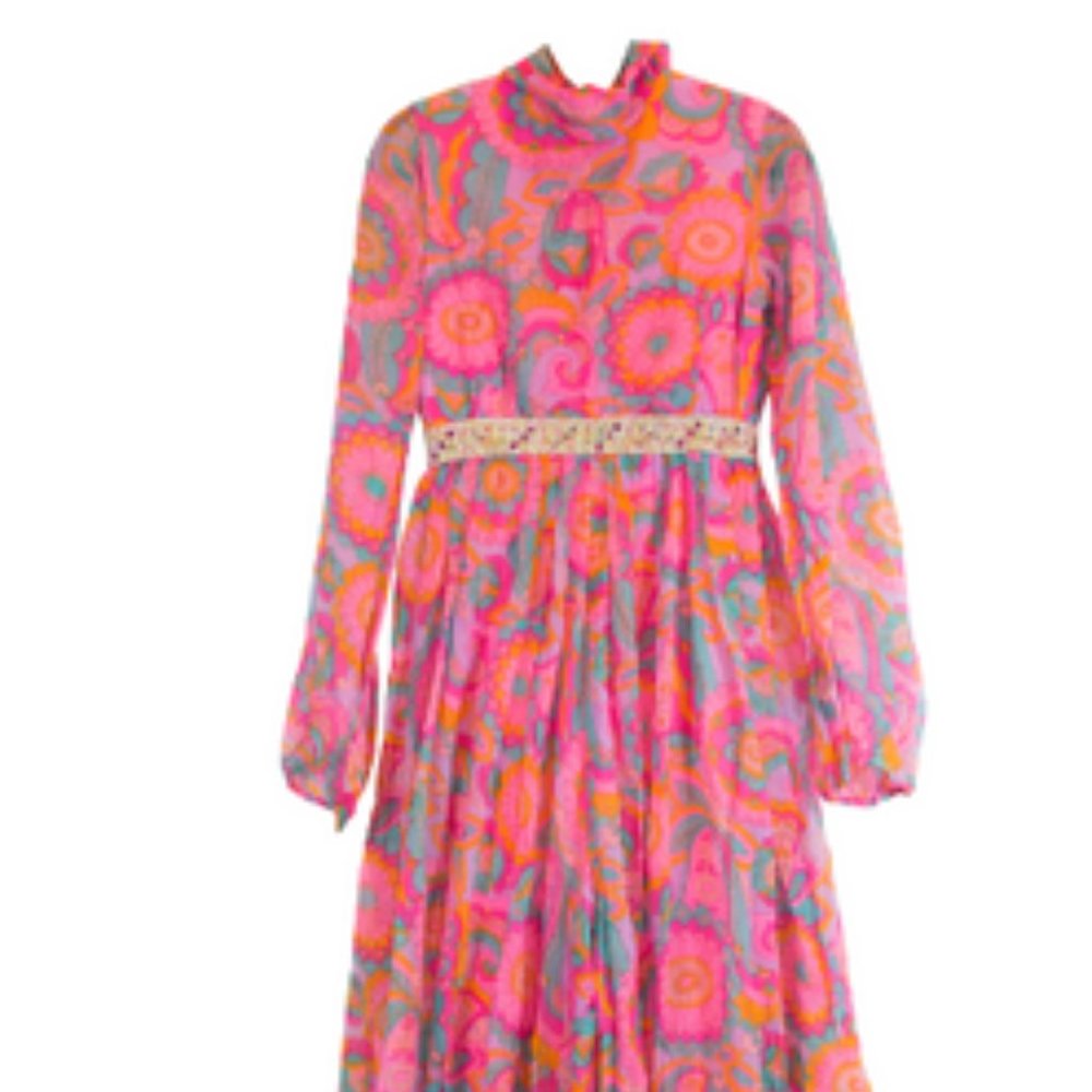 Vintage Pink Floral Circles Dress